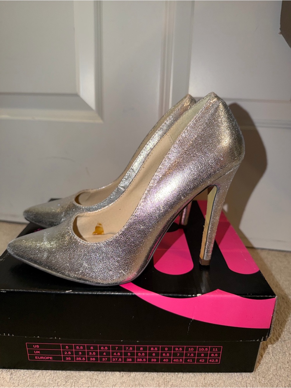 Michael Antonio Silver Metallic Pointed Toe Stiletto Pumps